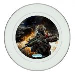 طبق زينة للطعام باطار داخلي فضي بتصميم نيران معارك كول أوف ديوتي