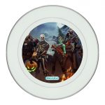 طبق زينة للطعام باطار داخلي فضي بتصميم هالوين فورت نايت