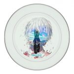 طبق زينة للطعام باطار داخلي فضي بتصميم وحش بداخلي طوكيو الغول