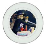 طبق زينة للطعام باطار داخلي فضي بتصميم وداع إيس ون بيس