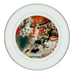 طبق زينة للطعام باطار داخلي فضي بتصميم ورود