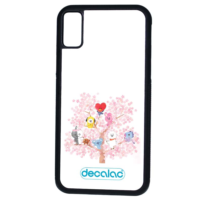 كفر آيفون X بتصميم شجرة الكرز شخصيات BT21 كفر آيفون X بتصميم شجرة الكرز شخصيات BT21