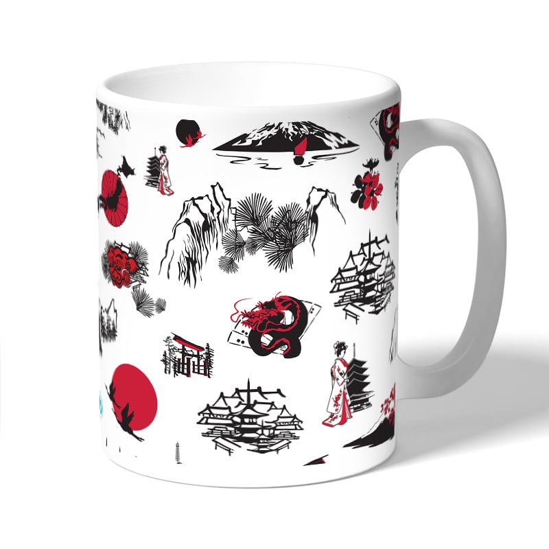 كوب قهوة بتصميم رسومات يابانيه كوب قهوة بتصميم رسومات يابانيه