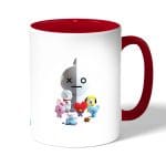 كوب قهوة بمقبض احمر بتصميم آرمي بتس شخصيات BT21