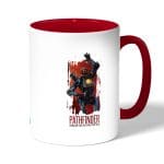 كوب قهوة بمقبض احمر بتصميم أبيكس ليجندز باثفايندر سعيد