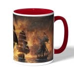 كوب قهوة بمقبض احمر بتصميم أساسنز كريد بلاك فلاغ