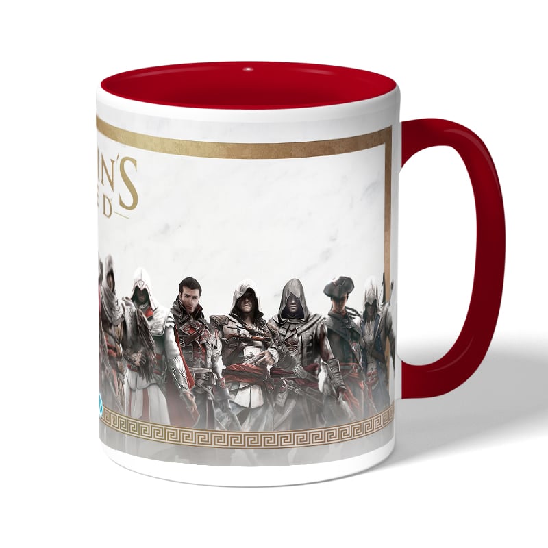 كوب قهوة بمقبض احمر بتصميم أساسنز كريد جميع الشخصيات كوب قهوة بمقبض احمر بتصميم أساسنز كريد جميع الشخصيات