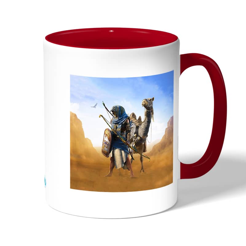 كوب قهوة بمقبض احمر بتصميم أساسنز كريد حورس كوب قهوة بمقبض احمر بتصميم أساسنز كريد حورس