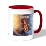 كوب قهوة بمقبض احمر بتصميم اسلحة باتلفيلد