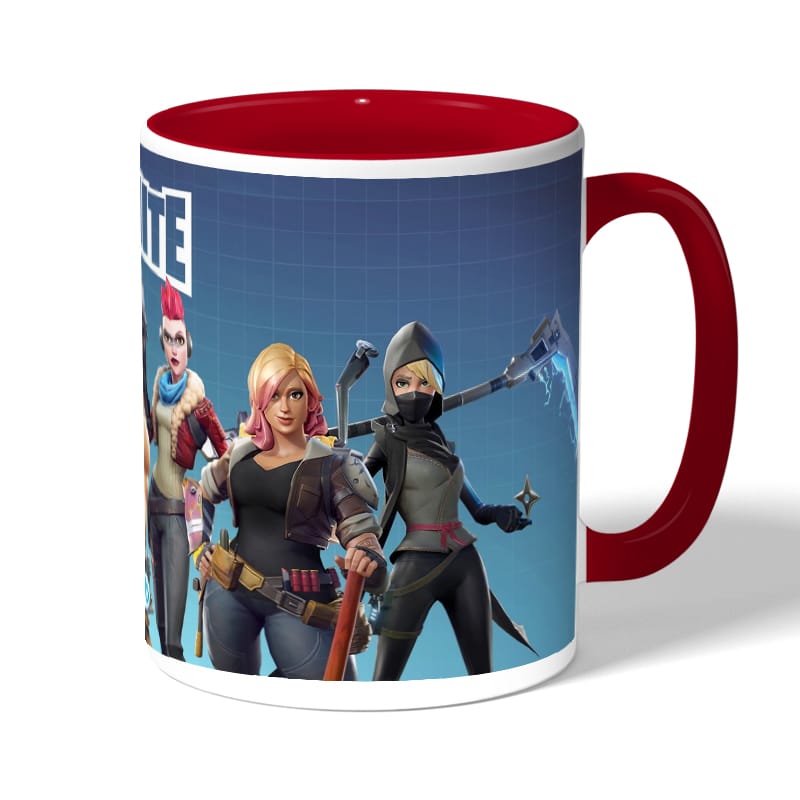 كوب قهوة بمقبض احمر بتصميم اسلحة فورت نايت باتل رويال كوب قهوة بمقبض احمر بتصميم اسلحة فورت نايت باتل رويال