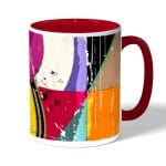 كوب قهوة بمقبض احمر بتصميم اشكال هندسيه