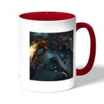 كوب قهوة بمقبض احمر بتصميم الأرواح الشريرة بلود بورن