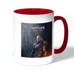 كوب قهوة بمقبض احمر بتصميم الامساك برؤوس الوحوش ذا ويتشر 3 وايلد هانت