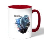 كوب قهوة بمقبض احمر بتصميم الاميرة مونونوكي مع ذئب