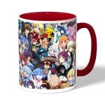 كوب قهوة بمقبض احمر بتصميم الشخصيات اللطيفه كل الانميات