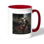 كوب قهوة بمقبض احمر بتصميم القتال ضد سبايدر مان