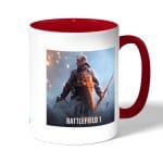 كوب قهوة بمقبض احمر بتصميم اللعبه القتاليه باتلفيلد 1