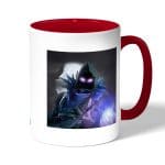 كوب قهوة بمقبض احمر بتصميم المخيف رافين فورتنايت