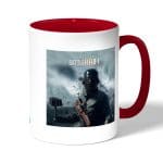 كوب قهوة بمقبض احمر بتصميم باتلفيلد 1 معركه شيقة