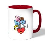 كوب قهوة بمقبض احمر بتصميم بتس شخصيات BT21