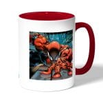 كوب قهوة بمقبض احمر بتصميم تسلق الجدران سبايدر مان