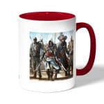 كوب قهوة بمقبض احمر بتصميم حرب بحريه أساسنز كريد