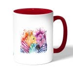 كوب قهوة بمقبض احمر بتصميم حمار وحشي ملون