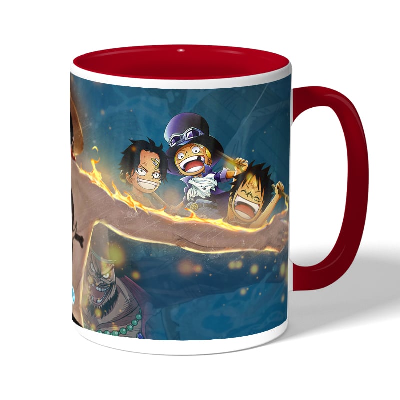 كوب قهوة بمقبض احمر بتصميم ذكريات إيس ون بيس كوب قهوة بمقبض احمر بتصميم ذكريات إيس ون بيس