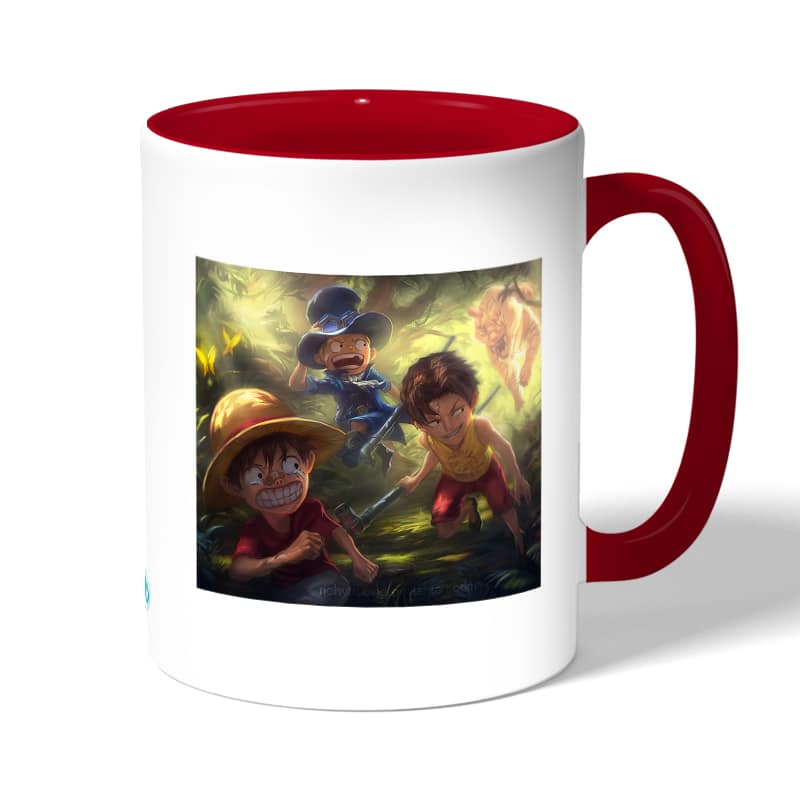 كوب قهوة بمقبض احمر بتصميم ذكريات الطفولة ون بيس كوب قهوة بمقبض احمر بتصميم ذكريات الطفولة ون بيس