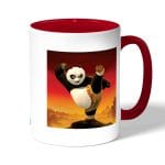 كوب قهوة بمقبض احمر بتصميم ركله كونغ فو باندا