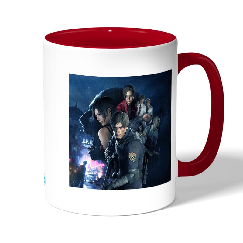 كوب قهوة بمقبض احمر بتصميم ريزدنت ايفل 2 جميع الشخصيات كوب قهوة بمقبض احمر بتصميم ريزدنت ايفل 2 جميع الشخصيات