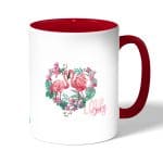 كوب قهوة بمقبض احمر بتصميم زوجين الحب فلامنغو