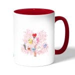 كوب قهوة بمقبض احمر بتصميم شجرة الكرز شخصيات BT21