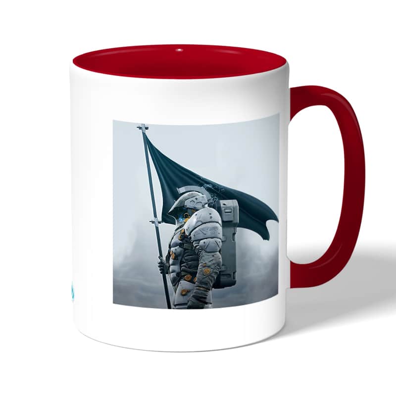 كوب قهوة بمقبض احمر بتصميم شياطين هومو ديث ستراندنغ كوب قهوة بمقبض احمر بتصميم شياطين هومو ديث ستراندنغ