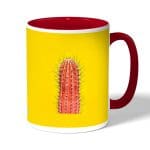 كوب قهوة بمقبض احمر بتصميم صبار