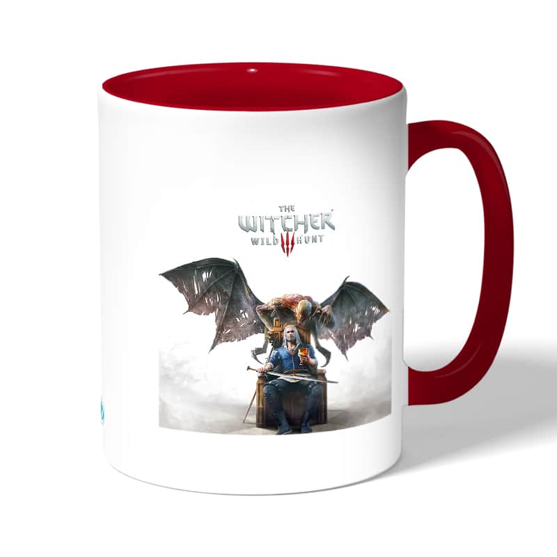 كوب قهوة بمقبض احمر بتصميم صياد وحوش ذا ويتشر كوب قهوة بمقبض احمر بتصميم صياد وحوش ذا ويتشر