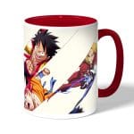 كوب قهوة بمقبض احمر بتصميم ضربه القبضه كل الانميات