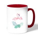 كوب قهوة بمقبض احمر بتصميم طائر الفلامنجو