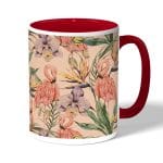 كوب قهوة بمقبض احمر بتصميم طائر الفلامنجو