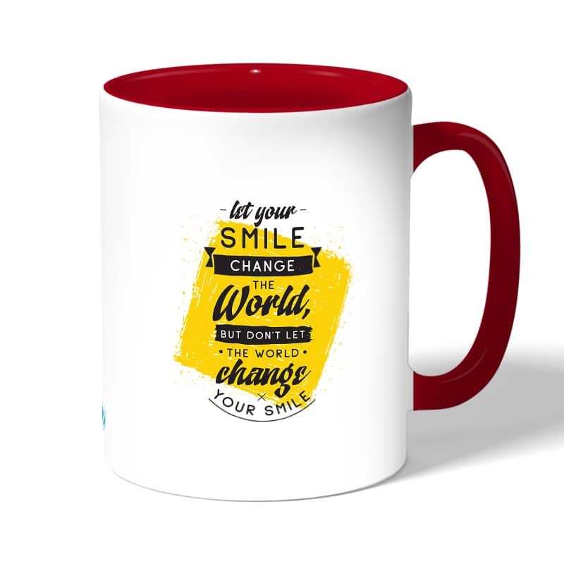 كوب قهوة بمقبض احمر بتصميم عبارات انجليزيه كوب قهوة بمقبض احمر بتصميم عبارات انجليزيه