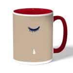كوب قهوة بمقبض احمر بتصميم عيون تبكي