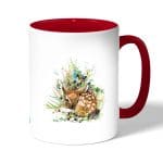 كوب قهوة بمقبض احمر بتصميم غزال صغير