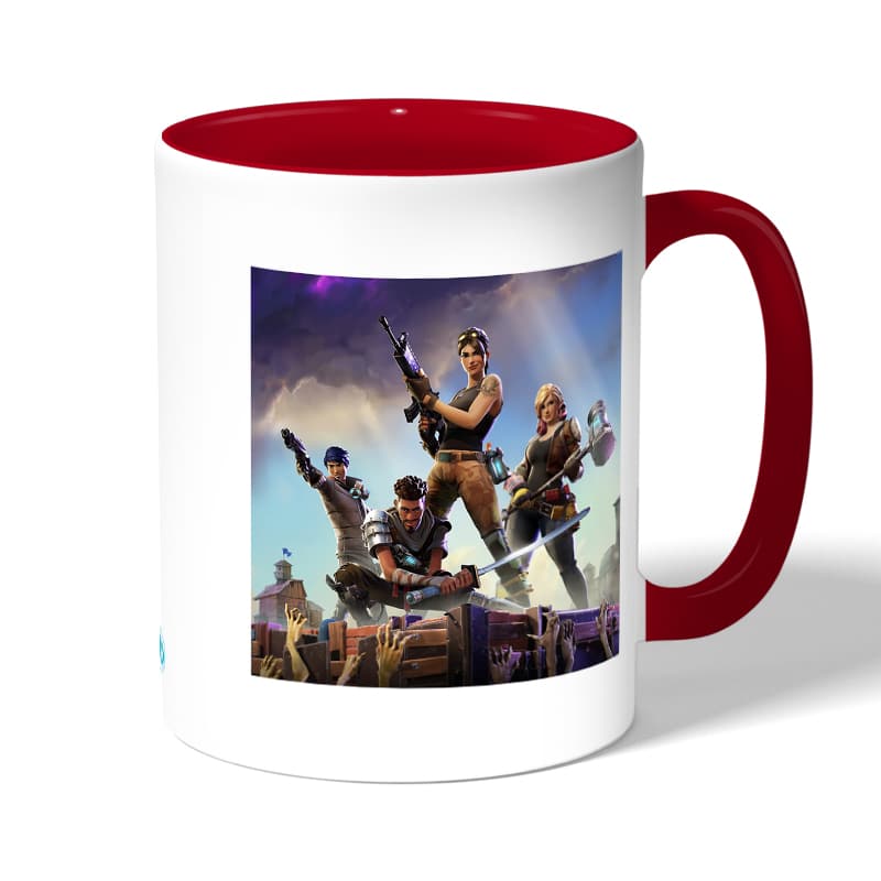 كوب قهوة بمقبض احمر بتصميم قتال الزومبي فورت نايت كوب قهوة بمقبض احمر بتصميم قتال الزومبي فورت نايت