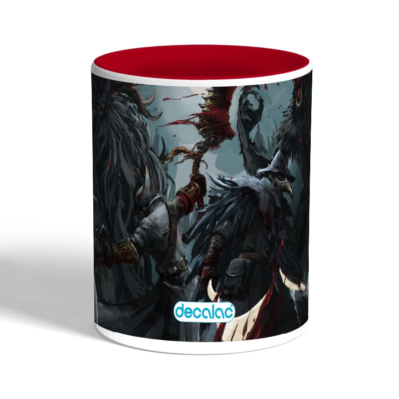 كوب-قهوة-بمقبض-احمر-بتصميم-قتال-الوحوش-بلود-بورن-1