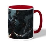 كوب قهوة بمقبض احمر بتصميم  قتال الوحوش بلود بورن