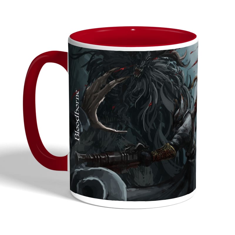 كوب-قهوة-بمقبض-احمر-بتصميم-قتال-الوحوش-بلود-بورن-2