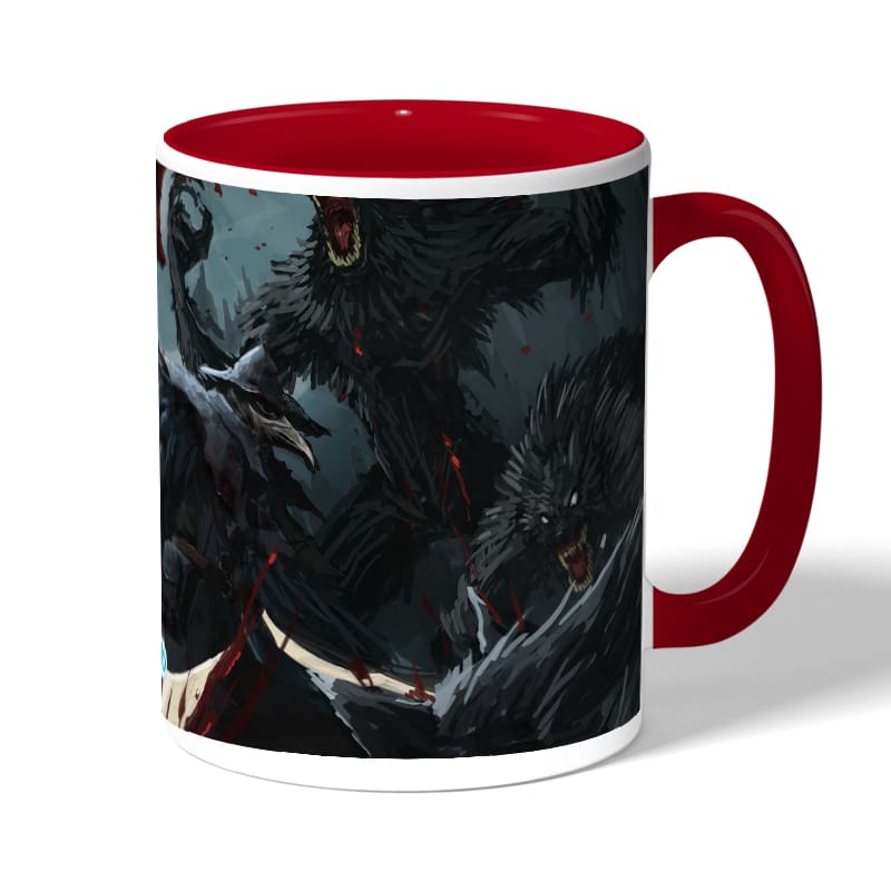 كوب قهوة بمقبض احمر بتصميم  قتال الوحوش بلود بورن كوب قهوة بمقبض احمر بتصميم  قتال الوحوش بلود بورن