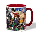 كوب قهوة بمقبض احمر بتصميم قتال كل الانميات