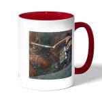 كوب قهوة بمقبض احمر بتصميم قتال مع العملاق الضخم هجوم العمالقة