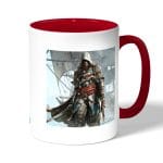 كوب قهوة بمقبض احمر بتصميم قتال مع القراصنه أساسنز كريد